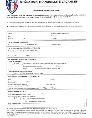 Opération tranquillité vacances